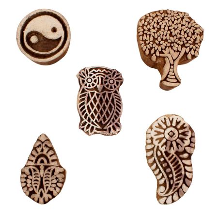 Set of 5 Piece New Mix Wooden Printing Blocks